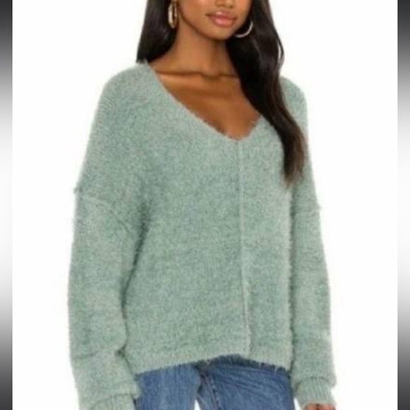 Free People Sweaters - Free People Soft V-Neck Sweater - Mint Green